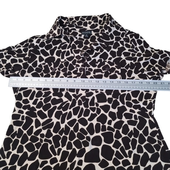 Enfocus Studio Midi Down Dress Brown And White Giraffe Print Dress US 16 - Picture 6 of 11